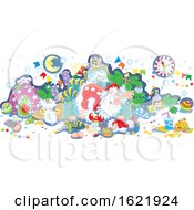 Poster, Art Print Of Santa Passed Out And Surrounded By Junk Food