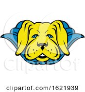 Super Yellow Lab Dog Wearing Blue Cape