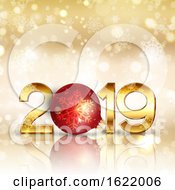 Happy New Year Background With Gold Lettering And Bauble