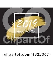 Poster, Art Print Of Happy New Year Background With Gold Paint Stroke