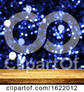 Poster, Art Print Of 3d Wooden Table Looking Out To A Bokeh Lights Background