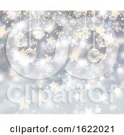 Christmas Background With Snowflakes Baubles And Confetti