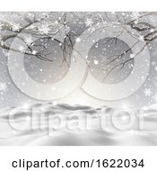 Poster, Art Print Of 3d Snowy Landscape With Winter Trees