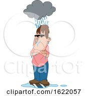 Poster, Art Print Of Cartoon Man Under A Glomy Rain Cloud