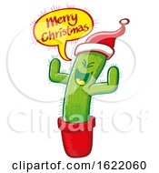 Cartoon Festive Cactus Shouting Merry Christmas