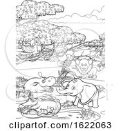 Poster, Art Print Of Safari Cartoon Animal Background Landscape Scene