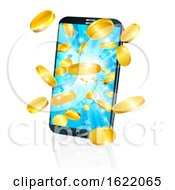 Poster, Art Print Of Mobile Cell Phone Flying Coin Money Concept