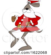 Cartoon Santa Dog Running