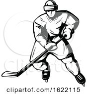 Poster, Art Print Of Black And White Hockey Player