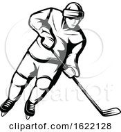 Black And White Hockey Player