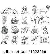 Poster, Art Print Of Black And White Ancient Egyptian Icons