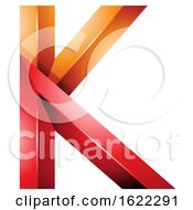 Poster, Art Print Of Red And Orange 3d Geometric Letter K