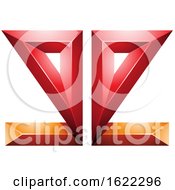 Poster, Art Print Of Orange And Red 3d Geometric Double Sided Embossed Letter E