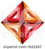 Poster, Art Print Of Orange And Red 3d Embossed Diamond