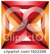 Poster, Art Print Of 3d Orange And Red Geometric Embossed Square