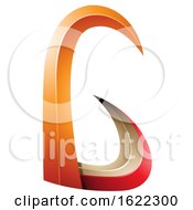 Poster, Art Print Of Red And Orange 3d Horn Like Letter G