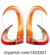 Poster, Art Print Of Red And Orange 3d Horn Like Letters A And G