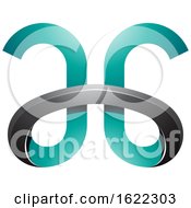 Poster, Art Print Of Persian Green Curvy Letters A And G