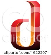 Poster, Art Print Of Red And Orange Letter D With Shading