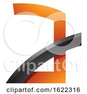 Poster, Art Print Of Orange Letter A With A Black Glossy Stick