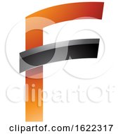 Poster, Art Print Of Orange Letter F With A Black Glossy Stick
