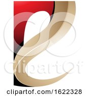 Red And Beige Curvy Embossed Letter E
