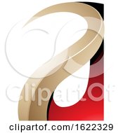 Red And Beige Curvy Embossed Letter A