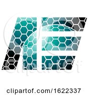 Poster, Art Print Of Persian Green Letters And And E With A Honeycomb Pattern