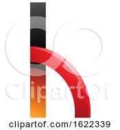 Poster, Art Print Of Red And Orange Letter H With A Glossy Quarter Circle