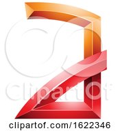 Poster, Art Print Of Red And Orange Embossed Letter A With Bended Joints