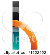 Poster, Art Print Of Persian Green And Orange Letter H With A Quarter Circle