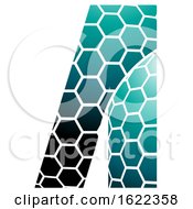 Poster, Art Print Of Persian Green Letter A With A Honeycomb Pattern