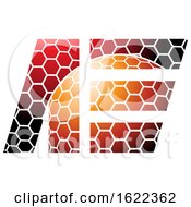 Poster, Art Print Of Orange And Red Letters And And E With A Honeycomb Pattern