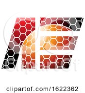 Orange And Red Letters And And E With A Honeycomb Pattern