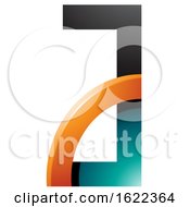 Poster, Art Print Of Persian Green And Orange Letter A With A Quarter Circle