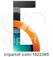 Poster, Art Print Of Persian Green And Orange Letter B With A Quarter Circle