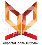 Poster, Art Print Of Red And Orange Double Sided Butterfly Like Letter F