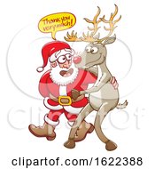 Poster, Art Print Of Cartoon Santa Claus Thanking Rudolph The Red Nosed Reindeer