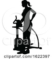 Poster, Art Print Of Gym Woman Silhouette Elliptical Cross Fit Machine