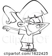 Clipart Of A Cartoon Outline Girl Dabbing Royalty Free Vector Illustration