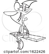 Poster, Art Print Of Cartoon Lineart Christmas Elf Sitting On A Shelf