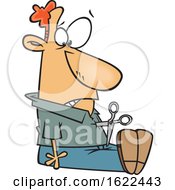 Clipart Of A Cartoon Man Stabbed With Consequence Scissors Royalty Free Vector Illustration