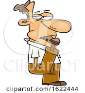 Clipart Of A Cartoon Man With His Foot In His Mouth Royalty Free Vector Illustration