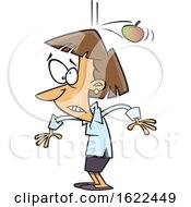 Cartoon Woman Being Bonked On The Head By A Falling Apple