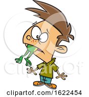Poster, Art Print Of Cartoon Boy With A Frog In His Throat