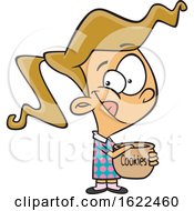 Cartoon Girl Reaching In A Cookie Jar