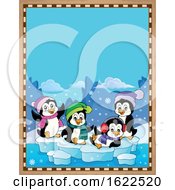 Poster, Art Print Of Parchment Border With Playful Penguins