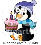 Poster, Art Print Of Penguin Holding A Cake