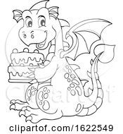 Poster, Art Print Of Dragon Holding A Birthday Cake