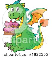 Poster, Art Print Of Dragon Holding A Birthday Cake